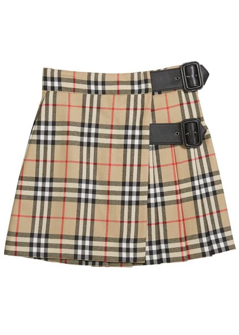 Burberry Girl's Luisa Buckle Check Skirt, Size 4